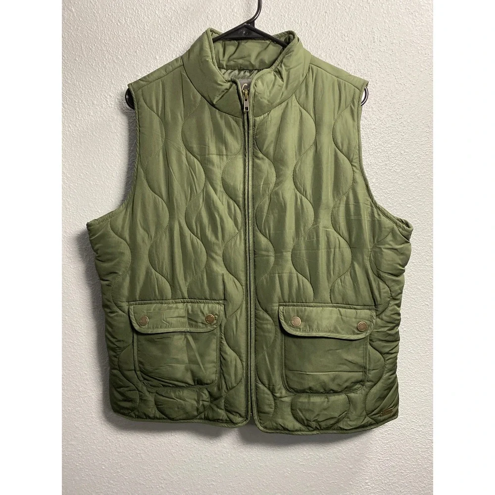 Natural Reflections Mens XL Olive Green Onion Quilted Full Zip Puffer Vest Outdo